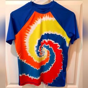 Lands End Boys Royal Blue and Tie Dye  Rashguard size L 10H-12H